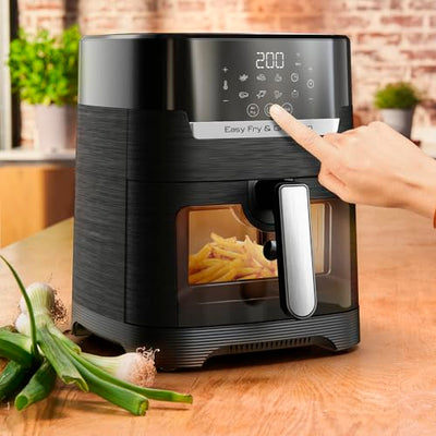 Tefal EY5068 Easy Fry & Grill Vision Heißluftfritteuse | 4,2 L Kapazität | 2-in-1 Technologie | Sichtfenster | Extra Crisp-Technologie | energiesparend | Touchscreen | Schwarz