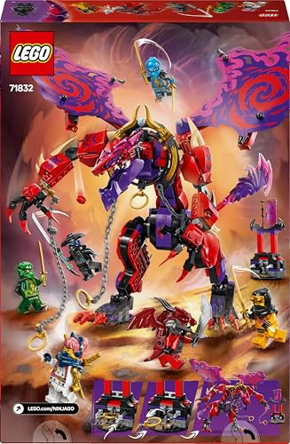 LEGO NINJAGO Chaosdrache Donnerzahn – Bewegliche Actionfigur mit 6 Minifiguren (Lloyd, NYA, Arin und Sora) – Kreatives Spielzeug zu Weihnachten für Kinder ab 8 Jahren – 71832