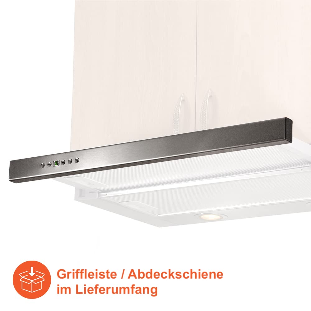 RADIALITIC KÜGERR patentierte Leisetechnologie | A100S60UP1G | 60cm leise Flachschirmhaube | ab 40 dB | Abluft - Umluft | 2 Jahre Garantie | Edelstahl | LED