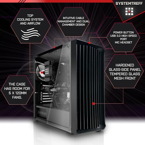 SYSTEMTREFF Office PC AMD Ryzen 7 5700G 8x4.6GHz | AMD Radeon RX Vega 8 4K HDMI DX12 | 1TB M.2 NVMe | 32GB DDR4 RAM | WLAN Silent Desktop Computer Rechner für Büro Business Multimedia