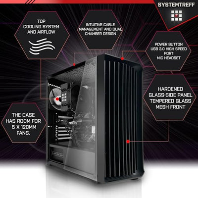 SYSTEMTREFF Office PC AMD Ryzen 7 5700G 8x4.6GHz | AMD Radeon RX Vega 8 4K HDMI DX12 | 1TB M.2 NVMe | 32GB DDR4 RAM | WLAN Silent Desktop Computer Rechner für Büro Business Multimedia