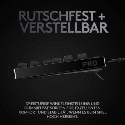 Logitech G PRO Mechanische Gaming-Tastatur – Portable Tenkeyless Design, abnehmbares Micro-USB-Kabel, GX Blue Clicky Switches, LIGHTSYNC RGB Backlit Keys, QWERTZ Deutsch, PC,Mac - Schwarz