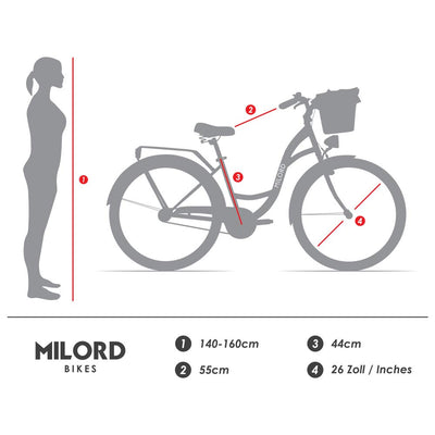Balticuz OU Komfort Fahrrad Citybike Mit Weidenkorb Damenfahrrad Hollandrad Retro, 26 Zoll, Grün-Creme, 7-Gang