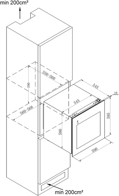Wolkenstein EWTS85-36ED | Einbau-Weinkühlschrank | Für 36 Flaschen | 2 Temperaturzonen | 3 Holzböden | Einbaubreite 60 cm | Touch to open | 85 L Nutzinhalt