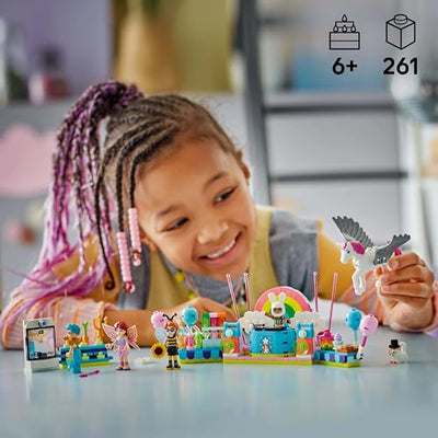 LEGO Friends Kostümparty mit Einhorn und Fee - Spielzeug für Mädchen ab 6 Jahren, inkl. Bühne, DJ-Pult, 4 Mini-Puppen, Kater Churro & Pferd als Tierfigur, Plus Zubehör - Geschenkidee - 42661