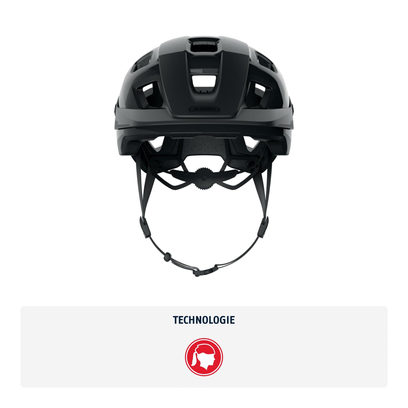 ABUS MTB-Helm MoTrip - robuster Fahrradhelm mit höhenverstellbarem Schirm für Mountainbiker - individuelle Passform - Unisex - Schwarz Glänzend, L, L (57-61 cm)