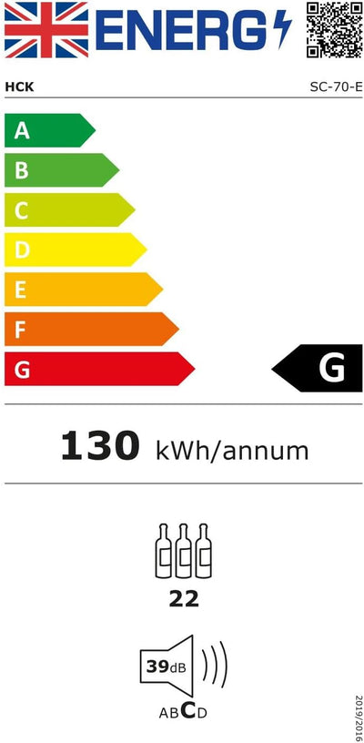 HCK 70L Weinkühlschrank für 24 Flaschen, 4-22°C Weinkühlschränke Flaschenkühlschrank, Getränkekühlschrank mit Glastür, Geräuscharmer Weinschrank, Frostfreie Glastür, Vollglas-Touchpanel, Schwarz
