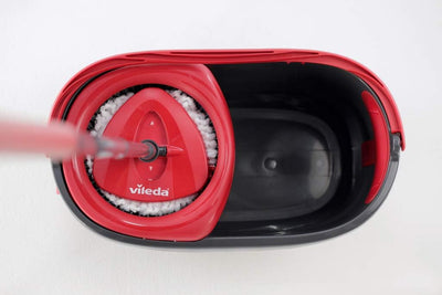 Vileda Turbo Wischmopp Komplett Set, Bodenwischer mit Teleskopstiel, Mikrofaser Moppkopf mit Kraftfasern und Eimer mit Powerschleuder, schnell und reinigungsstark, Stiellänge 75-130cm