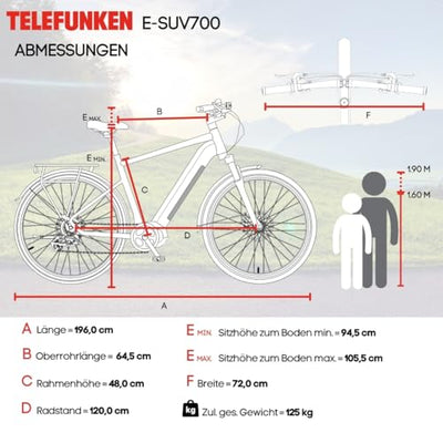 TELEFUNKEN E-Bike Herren 29 Zoll, Elektrofahrrad Mittelmotor, 10-Gang Kettenschaltung, Hydr. Scheibenbremsen - Pedelec SUV-Bike, SUV700