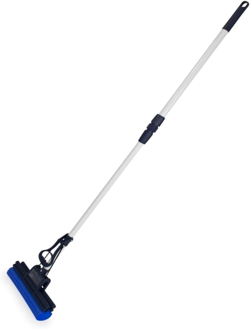 CleanAid OneTouch Easy Wischmopp, Bodenwischer, Wischer - besonders saugstark - PVA Schwamm und Teleskopstiel - Wischmopp mit Auswringfunktion, Tierhaarentferner, Schwamm, Bodenreinigung