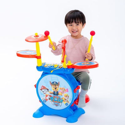 Lexibook, Paw Patrol, Elektronisches Set für Kinder, musikalisches Spielzeugspiel, realistischer Trommel-Sound, 8-Tasten-Tastatur, MP3-Stecker, Sitz inklusive, blau/rot, K610PA