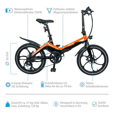 Blaupunkt Fiene 20 Zoll E-Faltrad - Racing- orange/schwarz/Modell 2022