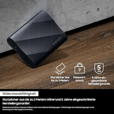 Samsung Portable SSD T9, 2 TB, 2.000 MB/s Lesen, 2.000 MB/s Schreiben, USB 3.2 Gen.2x2, Externe Festplatte für professionelle Anwender, Kompatibel mit Mac, PC, Smartphone und 12K Kameras, MU-PG2T0B/EU