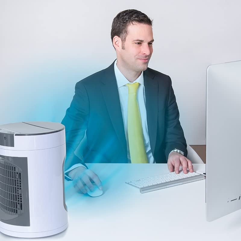 LIVINGTON SmartChill – Klimagerät mit Wasserkühlung – Tragbares Klimagerät mit 3 Stufen – kraftvoller Mini Luftkühler mit Tankvolumen für 12h Kühlung