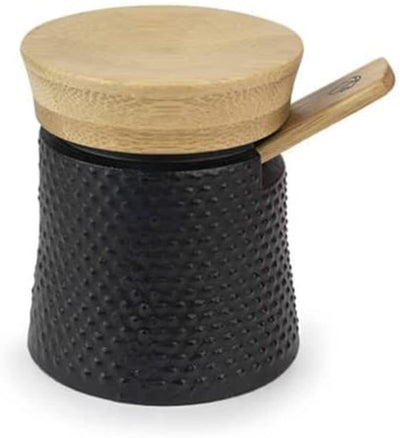 PEUGEOT - Geschenkset Bali Palais des Épices - Pfeffermühle 8 cm aus Gusseisen + Salzbehälter aus Gusseisen + Bambustablett - Klassische Mahlgradeinstellung - Schwarz/Naturfarben