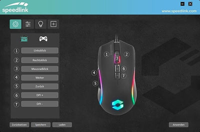 SPEEDLINK ZAVOS Gaming Mouse – Gaming Maus mit Kabel, mehrfarbige LED Beleuchtung, 5 Tasten PC Maus kabelgebunden, DPI-Schalter bis 6400dpi, gummierte Oberfläche, ummanteltes Kabel, schwarz