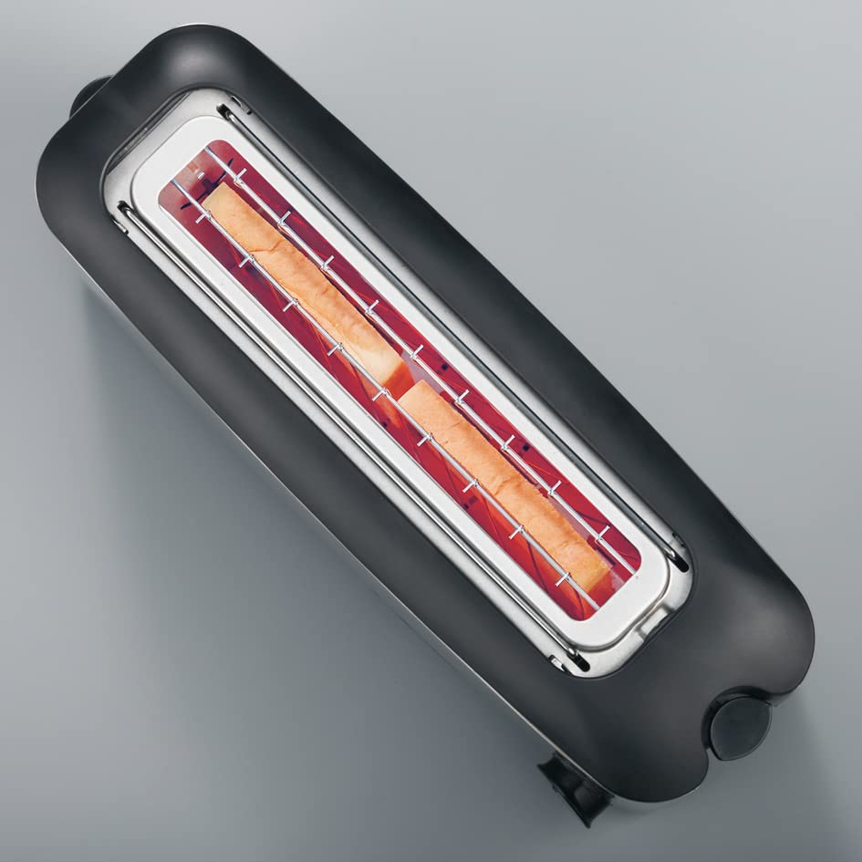 SEVERIN Automatik-Langschlitztoaster, Automatik-Toaster mit Brötchenaufsatz, Edelstahl Toaster zum Toasten, Auftauen und Erwärmen, 1.000 W, Edelstahl-gebürstet/schwarz, AT 2515