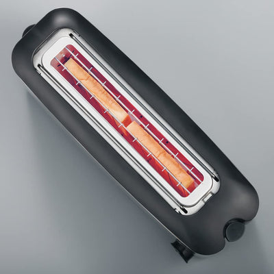 SEVERIN Automatik-Langschlitztoaster, Automatik-Toaster mit Brötchenaufsatz, Edelstahl Toaster zum Toasten, Auftauen und Erwärmen, 1.000 W, Edelstahl-gebürstet/schwarz, AT 2515