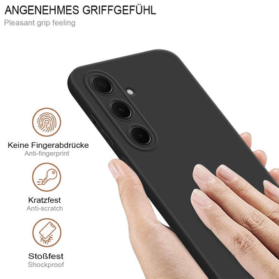 HSP Hülle für Samsung Galaxy A35 5G [Staubabweisend] Handyhülle | Premium TPU Silikon Case Schutzhülle | Kratzfest Stoßfest Fallschutz | Kameraschutz Displayschutz | Passgenau Dünn Matt | Schwarz