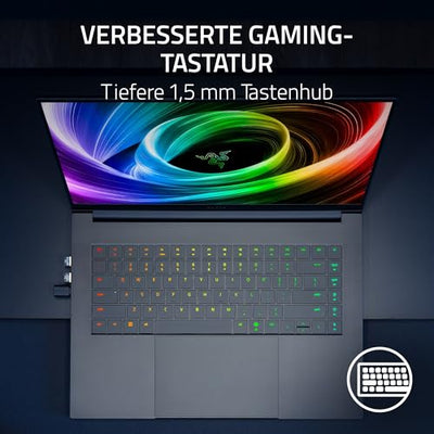 Razer Blade 16 (2025) - 16 Zoll AI Gaming Laptop - NVIDIA GeForce RTX 5070 - AMD Ryzen AI 9 365-16" QHD+ 240Hz OLED Display - 32GB LPDDR5X 8000 MHz - 1TB SSD - QWERTZ DE-Layout | Schwarz