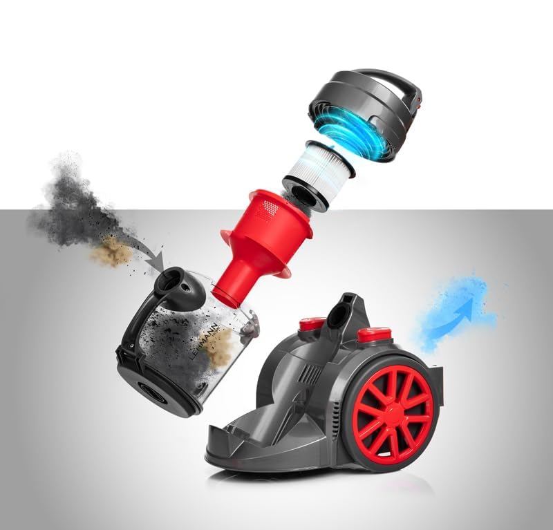 LEHMANN LHOCV-7018 Zyklon Staubsauger beutellos | Bodenstaubsauger mit Zyklontechnologie | Zylinder-Staubsauger mit Düsensatz | Hochleistungskraft 4000 Watt, HEPA-Filter, 1,8 L