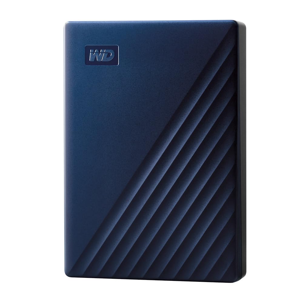 WD My Passport for Mac externe Festplatte 5 TB (mobiler Speicher, USB-C-fähig, herunterladbare Software, Passwortschutz, Mac kompatibel, einfach einzusetzen) mitternachtsblau