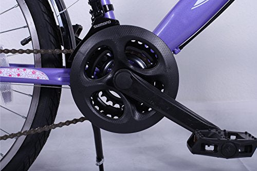 Talson 24 Zoll Fahrrad 21-Gang Shimano SCHALTUNG MIT Beleuchtung Lila-Weiss