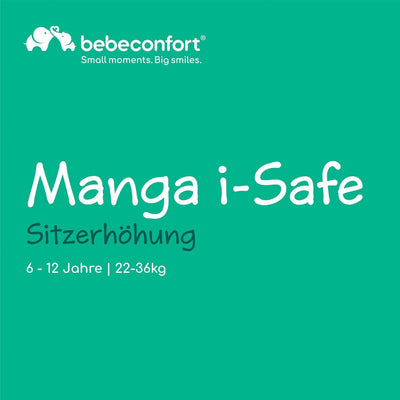 Bebeconfort Manga i-Safe, Reboarder Kindersitz, 6–12 Jahre, 125–150 cm, Folgekindersitz, Kompakt & Leicht (<1 kg), Einfache Gurtmontage, Gepolstert, Soft-Touch-Gewebe, Full Sunset