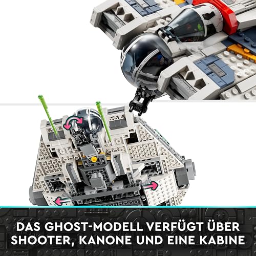LEGO 75357 Star Wars Ghost & Phantom II Set mit 2 aus Bausteinen gebauten Ahsoka-Fahrzeugen, baubares Raumschiff-Spielzeug mit 5 Charakteren, darunter Jacen Syndulla und Einer Chopper-Droidenfigur