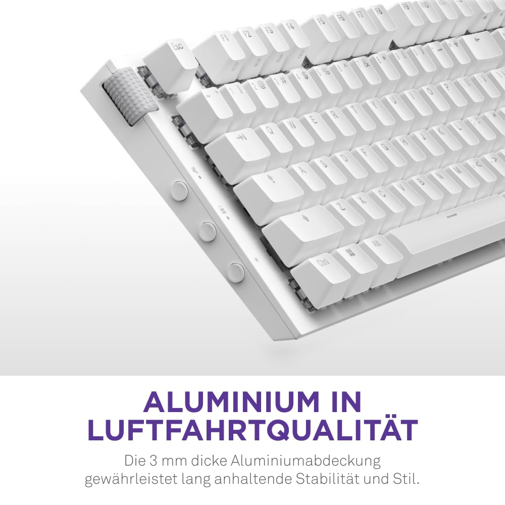 NZXT Function 2-2024 Optische Vollformat Gamingtastatur | RGB beleuchtet | 8K-Abfragerate | Lineare Opt. Switches | Einstellbare Auslösung | Hot-Swap | Gaming Keyboard| Weiß - DE (QWERTZ)