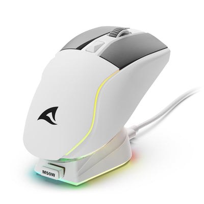 Sharkoon Skiller SGM50W White, Wireless Optical Gaming Maus, RGB, PBT Button