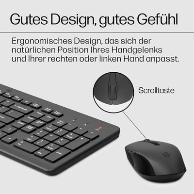 HP 330 Wireless Maus & Tastatur, QWERTZ, USB-A Dongle, 2,4-GHz Kabellos, 1600 DPI, Schwarz