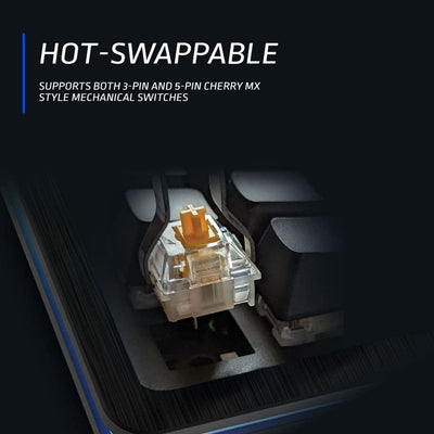 Mountain Gaming Tastatur Mechanische “Everest 60” - US ANSI - RGB Gaming Keyboard - Mechanische Gaming Tastatur mit Hot-Swap-fähige mechanische Switches, PBT Keycaps, UVM