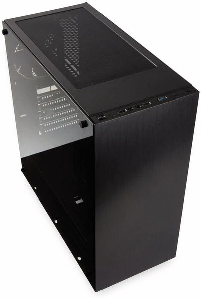 Kolink Stronghold Midi-Tower Mini-ITX bis E-ATX, PC Hülle mit Seitenfenster, Tempered Glass Computergehäuse, PC Case Computer Gehäuse mit lüfter, Schwarz