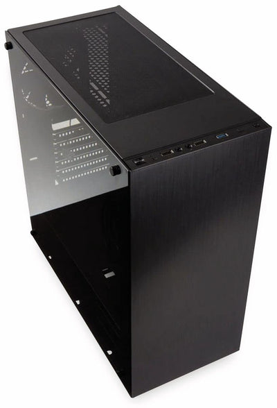 Kolink Stronghold Midi-Tower Mini-ITX bis E-ATX, PC Hülle mit Seitenfenster, Tempered Glass Computergehäuse, PC Case Computer Gehäuse mit lüfter, Schwarz