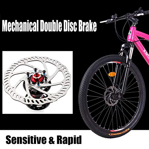 Wmmner Hardtail Mountain Trail Bike 24 Zoll für Erwachsene Damen, Mädchen Mountainbike mit Vorderradaufhängung und Scheibenbremsen, Rahmen aus Stahl mit hohem Kohlenstoffgehalt und verstellbarem Sitz