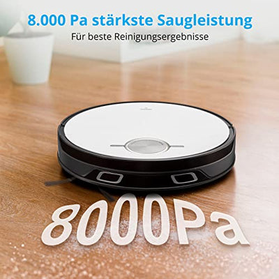 MEDION Saugroboter mit Absaugstation und Wischfunktion X50 SW (Lasernavigation, Starke 8000Pa Saugkraft, 2in1 Roboterstaubsauger, präzise Kartenerstellung, Go & No Go Bereiche, mehrere Etagen)