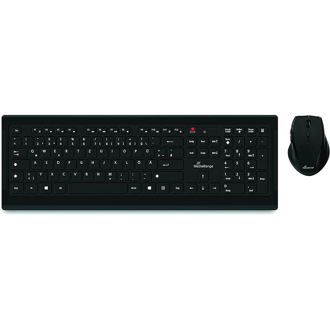 MediaRange Funk-Tastatur und optische 5 Tasten Funk-Maus Set, AZERTY (FR), schwarz