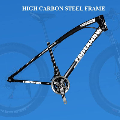 UJKDDDCC 20/24/26 x 4,0 Zoll Dicke Rad-Mountainbikes, Fat Tire Mountain Trail Bike für Erwachsene, 7/21/24/27/30-Gang-Fahrrad, Rahmen aus Kohlenstoffstahl, Doppelfederung und