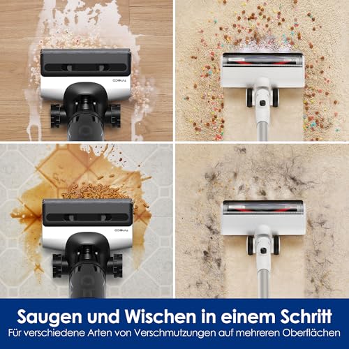 Tineco Floor ONE Switch S7 Nass Trockensauger, Saugwischer 40min, Staubsauger 65min, 70℃ Flashdry, Beidseitige Kantenreinigung, ZeroTangle Bürste, Dreifache Batterielebensdauer, für das Ganze Haus