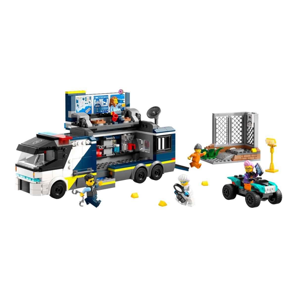 LEGO City Polizeitruck mit Labor, Polizei-Set mit Quad und LKW-Spielzeug für Kinder, Geschenk für Jungs und Mädchen ab 7 Jahre, plus 5 Minifiguren – 2 Polizisten, 1 Wissenschaftler und 2 Ganoven 60418