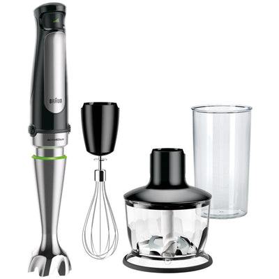 Braun MultiQuick 7 MQ 7035X Stabmixer - Pürierstab mit abnehmbarem Edelstahl Mixfuß mit ActiveBlade Technologie zum Pürieren der härtesten Zutaten, inkl. 3-teiliges Zubehör Set, 1000 Watt, schwarz