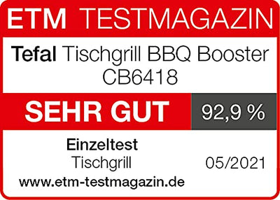 Tefal CB6418 BBQ Booster Tischgrill | Power-Boost-Zone | 2200 Watt | Antihaftbeschichtung | 6 Stufen Thermostat | Auffangschale spülmaschinengeeignet | Thermo-Spot | extragroße Grillfläche | Schwarz