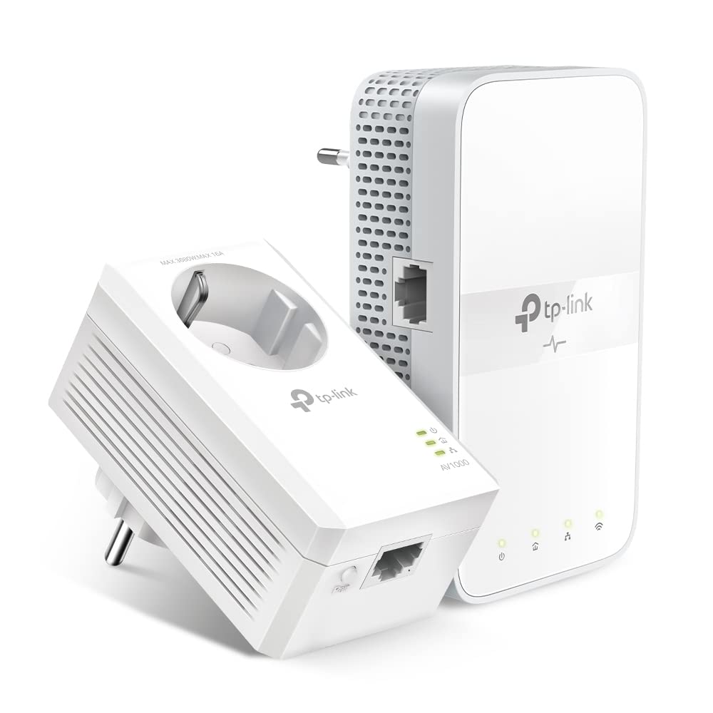 TP-Link WLAN Powerline Adapter Set TL-WPA7617 KIT(Dualband WLAN 1200 Mbit/s, AV1000 Powerline,Wifi Clone, MU-MIMO, 2 Gigabit Ports, Plug&Play, ideal für HD-Streaming, App Kontrolle)weiß