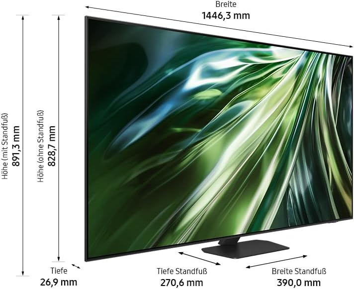 Samsung Neo QLED 4K QN90D Fernseher 65 Zoll, Samsung TV mit Neural Quantum 4K AI Gen2 Prozessor, Quantum-Matrix-Technologie, AI 4K Upscaling, Smart TV, KI TV, GQ65QN90DATXZG, Deutsches Modell [2024]