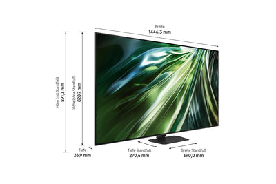 Samsung Neo QLED 4K QN90D Fernseher 65 Zoll, Samsung TV mit Neural Quantum 4K AI Gen2 Prozessor, Quantum-Matrix-Technologie, AI 4K Upscaling, Smart TV, KI TV, GQ65QN90DATXZG, Deutsches Modell [2024]
