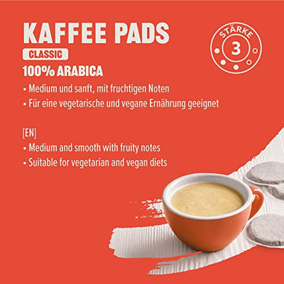 by Amazon Kaffeepads Classic 100% Arabica, Geeignet für Senseo Maschinen, Mittlere Röstung, 36 Stück, 4er-Pack