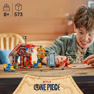 LEGO ONE Piece Zirkuszelt von Buggy dem Clown - Interaktives Spielzeug mit 4 Minifiguren - Ruffy, Nami & Zoro sowie 2 Steckbriefen - Kreatives Geschenk für Jungen, Mädchen & Fans ab 8 Jahren - 75637