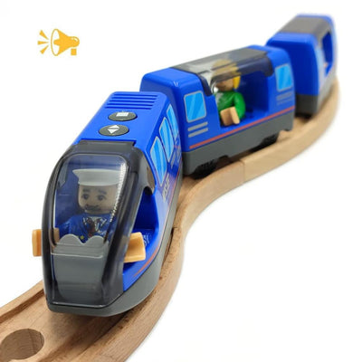 Zuoan Batteriebetriebener Zug für Holzeisenbahn-Schienenset, Spielzeug für Kleinkinder im Alter von 3 4 5 Jahren, Jungen, Kinder, Magnetkupplungen, Stadtfahrzeug mit Figuren (ohne Holz-gleise)