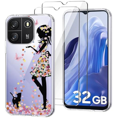 HuiYouMY Handyhülle Kompatibel mit Blackview Wave 6C/Blackview Oscal Flat 1C Hülle + 2 Stück Gehärtetes Glas Schutzfolie, Weich Transparent Schutzhülle, Starker Schutz Silikon Case TPU Cover - WM49